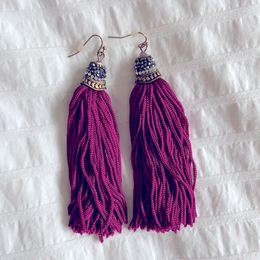 Maroon Tassel Earrings